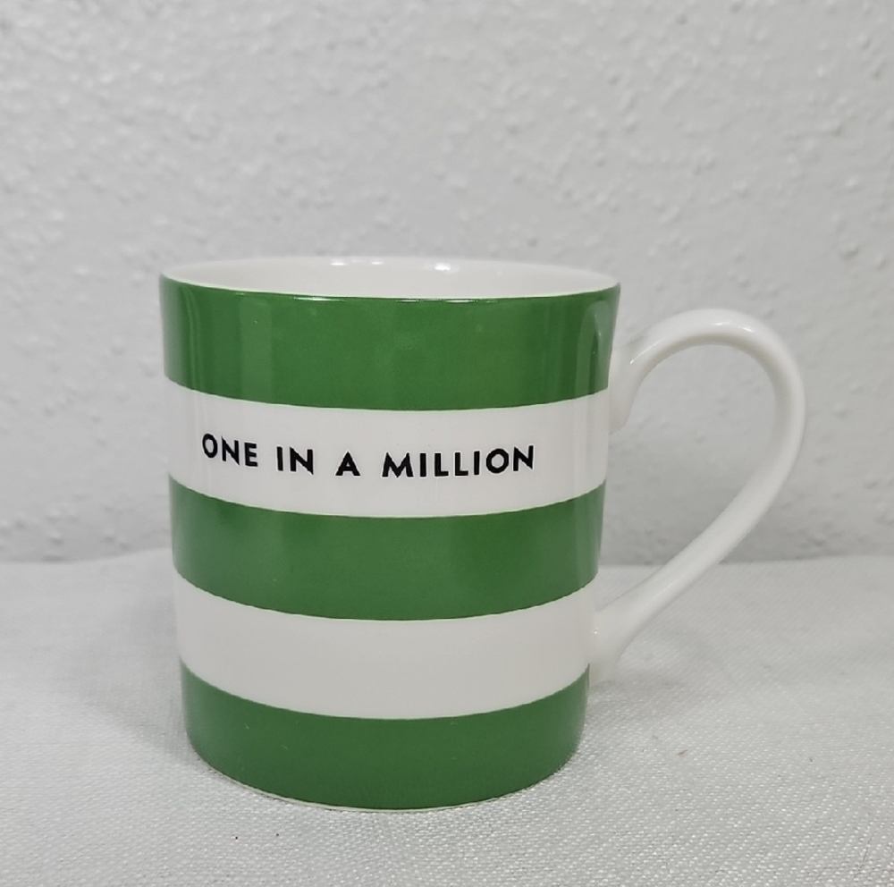 Lenox Kate Spade Green and White Striped You are one in a Million Coffee Mug
